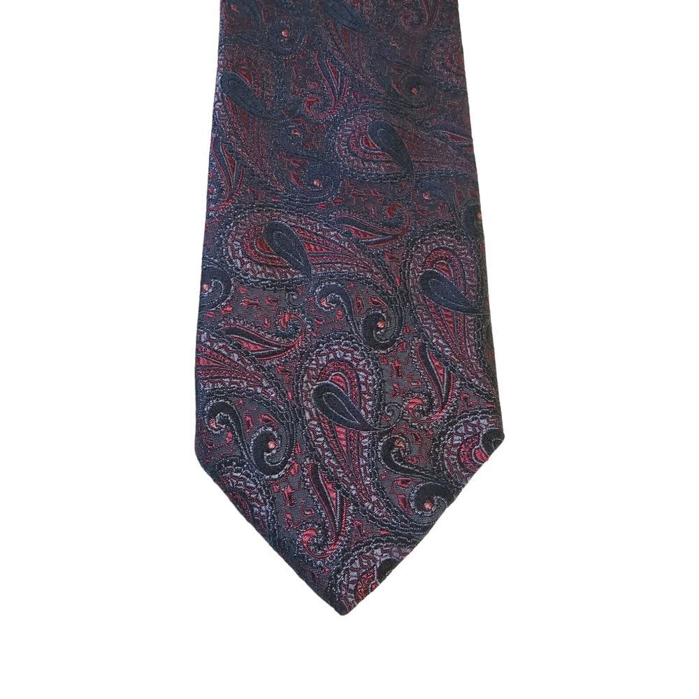 John W. Nordstrom Luxury Tie Blue Pink‎ Floral Paisley Woven Silk Necktie Italy